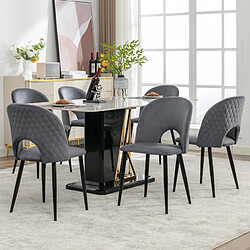 modfu Lot de 6 chaises de salle à manger rembourrées en velours avec dossier gris