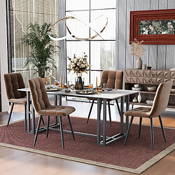 modfu Lot de 4 chaises de salle à manger rembourrées en velours marron