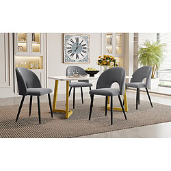 modfu Ensemble table à manger 117x68 cm et 4 chaises en velours, pieds réglables, gris