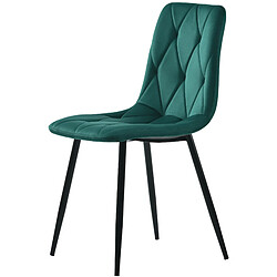 modfu Lot de 4 chaises de salle à manger rembourrées en velours avec pieds en métal vert foncé pas cher