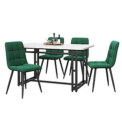 Acheter modfu Ensemble table à manger 120 x 70 cm et 4 chaises en velours, pieds métal noirs, vert foncé