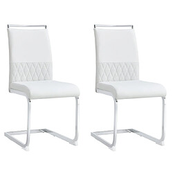 modfu Lot de 2 chaises de salle à manger ergonomiques avec dossier en pu et lin blanc