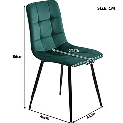 Avis modfu Ensemble table à manger 120 x 70 cm et 4 chaises en velours, pieds métal noirs, vert foncé