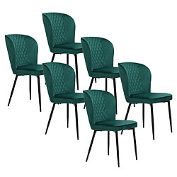 Avis modfu Lot de 6 chaises de salle à manger en velours avec pieds en métal vert