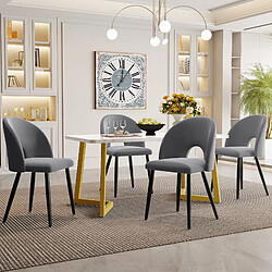modfu Ensemble table à manger 117x68 cm et 4 chaises en velours, pieds réglables, gris