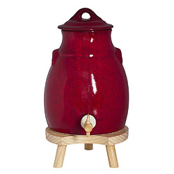 Table Passion Vinaigrier 3,5 l en grès rouge sur socle bois