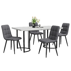 modfu Ensemble de salle à manger 5 pièces avec table 140 x 80 cm en mdf et 4 chaises en lin pas cher
