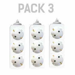 Pack x3 Prises multiples sans interrupteur lumineux Silver Electronics 3 prises 1,5m White