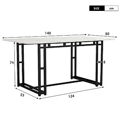 Avis modfu Table à manger moderne en mdf avec pieds en métal noirs blanc et noir