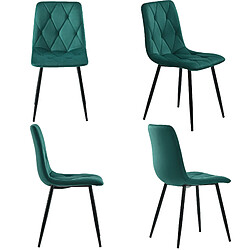 Acheter modfu Lot de 4 chaises de salle à manger rembourrées en velours avec pieds en métal vert foncé