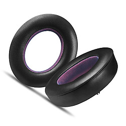INF Coussinets d'oreille en peau d'agneau noire et violette compatibles avec les casques Focal