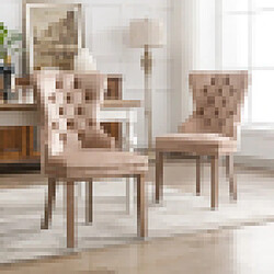 modfu Lot de 2 chaises de salle à manger rembourrées en velours avec pieds en bois
