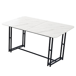 modfu Table à manger moderne en mdf avec pieds en métal noirs blanc et noir pas cher