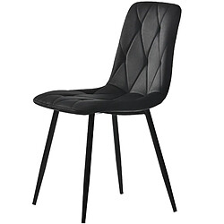 modfu Lot de 4 chaises de salle à manger rembourrées en velours noir avec pieds en métal noir pas cher