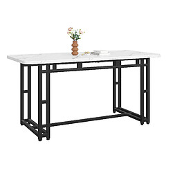 Acheter modfu Table à manger moderne en mdf avec pieds en métal noirs blanc et noir