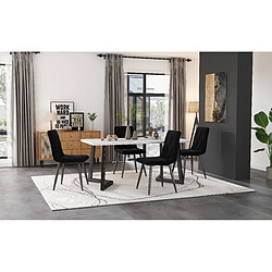 modfu Lot de 4 chaises de salle à manger rembourrées en velours noir avec pieds en métal noir