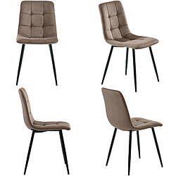 modfu Lot de 4 chaises de salle à manger rembourrées en velours marron