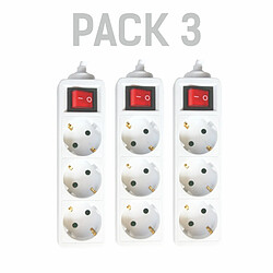 Pack x3 Prises multiples avec interrupteur lumineux Silver Electronics 3 prises, 1,5m White