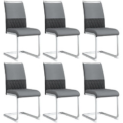 Acheter modfu Lot de 6 chaises de salle à manger rembourrées avec dossier en similicuir et lin gris