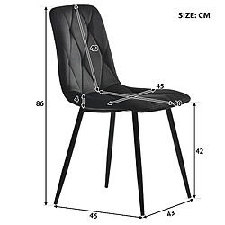 Avis modfu Lot de 4 chaises de salle à manger rembourrées en velours noir avec pieds en métal noir