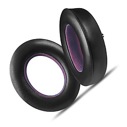 INF Coussinets d'oreille en peau d'agneau noire et violette compatibles avec les casques Focal