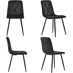 Acheter modfu Lot de 4 chaises de salle à manger rembourrées en velours noir avec pieds en métal noir
