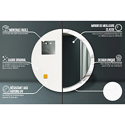Acheter Tulup Miroir mural rond marbre blanc - Blanc