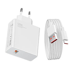 Wanli Chargeur mural USB Xiaomi 120W - Charge rapide - Câble données USB 1m