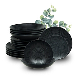 Table Passion Service d'assiettes 18 pièces Black Sand pas cher