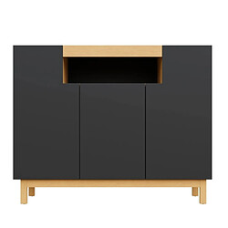 ByteLike Buffet moderne 120 cm, 3 portes noir et bois