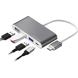 Silver HT - Hub Logan USB-C 4 en 1. 1 port USB 3.0, 2 ports USB 2.0, 1 port USB-C