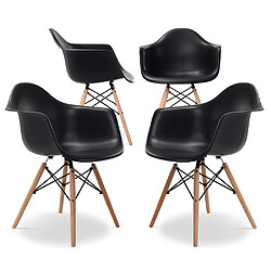 ICONIK INTERIOR Chaise de Salle à Manger - Design Scandinave - Pieds en Bois - Lot de 4 - Nordika Noir