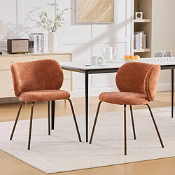 Smartue Lot de 2 chaises de salle à manger en chenille orange