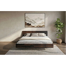 Acheter Visby Lit flottant en hêtre massif LENA / 160x200 cm, couleur palissandre