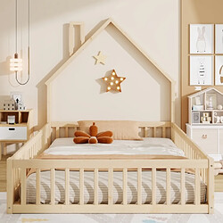Avis Merax Lit Enfant 140x190 Cm-lit Cabane En Bois-en Pin-avec Sommier à Lattes-naturel