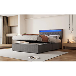 Avis Merax Lit Double 140x200cm-lit Rembourré-prise USB Et Type-c Près Du Lit-gris