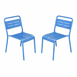 Concept Usine Ensemble de 2 chaises de jardin empilables bleues BERGAME