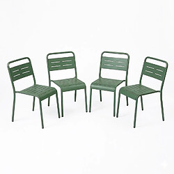 Concept Usine Ensemble de 4 chaises de jardin empilables vertes BERGAME