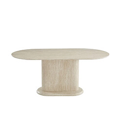 Homy France Table repas ovale 180x90 cm céramique effet travertin pied central LOKA