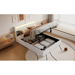 Merax Lit Double 160x200cm-lit Rembourré-prise USB Et Type-c Près Du Lit-blanc