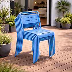 Concept Usine Lot de 6 chaises de jardin empilables bleues BERGAME pas cher