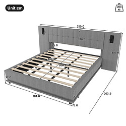 Acheter Merax Lit Double 180 X 200 Cm-lit Capitonné LED-tête De Lit Avec Spot Intégré, Port USB-gris