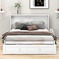 Merax Lit Gigogne 140 X 200cm-avec Tiroirs Au Bout Du Lit-lits Plateformes-blanc