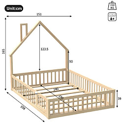 Acheter Merax Lit Enfant 140x190 Cm-lit Cabane En Bois-en Pin-avec Sommier à Lattes-naturel