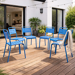 Acheter Concept Usine Lot de 6 chaises de jardin empilables bleues BERGAME
