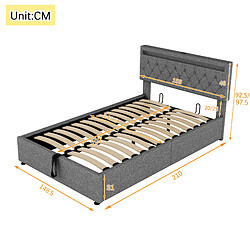 Acheter Merax Lit Double 140x200cm-lit Rembourré-prise USB Et Type-c Près Du Lit-gris