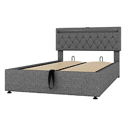 Merax Lit Double 140x200cm-lit Rembourré-prise USB Et Type-c Près Du Lit-gris pas cher
