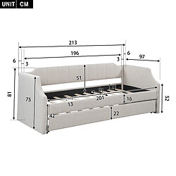 Acheter Merax Lit Rembourré 90 X 200cm-lit Gigogne 90 X 190cm-geige