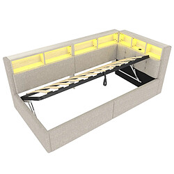 Avis Merax Canapé-lit 90x200 Cm-ports USB Et Type-c-système Hydraulique-éclairage LED-beige