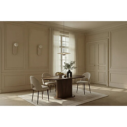 Homy France Table de salle à manger ovale effet noyer pied colonne central MDF 160x90 cm LOKA
